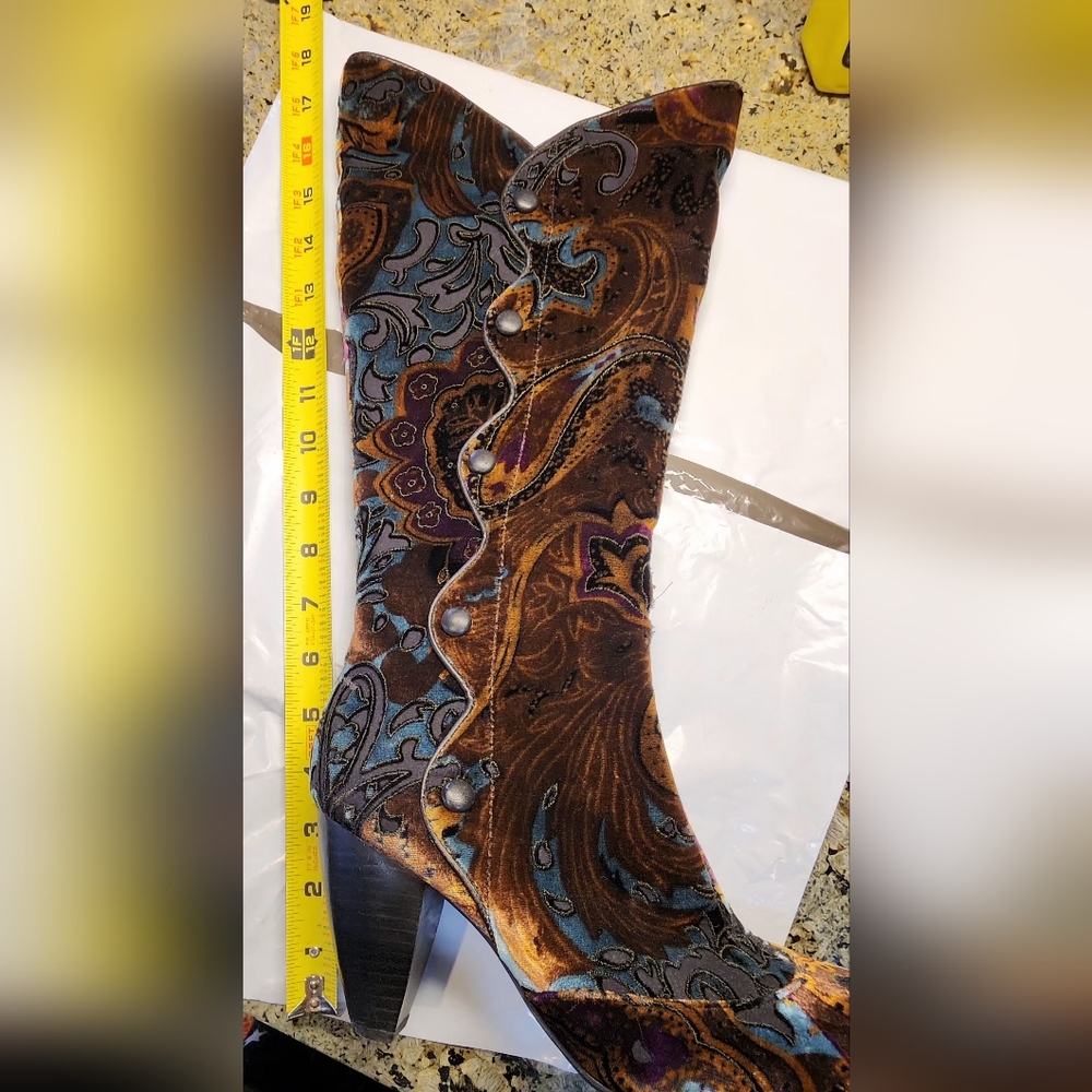 Born Brand Elegant Velvet Paisley Over the Knee Boots - Picture 9 of 9